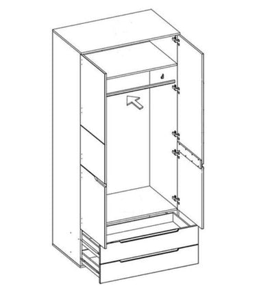 Santino White High Gloss Two Door Two Drawer Wardrobe S28 for Modern Bedrooms - UK Luxury Furniture